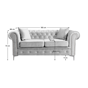 Luxusní 2místná sedačka ROMA - světle šedá  Místnosti MH362607W