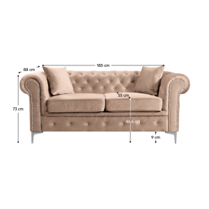 Luxusní 2místná sedačka ROMA - světle hnědá  Místnosti MH362606W