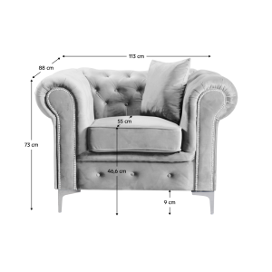 Luxusní křeslo ROMA - světle šedá  Místnosti MH362604W