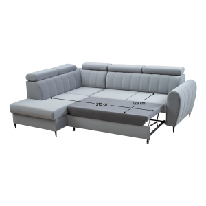 Rozkládací sedací souprava KOREL světle šedá,levá  Místnosti MH362123W