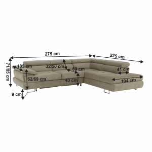 Sedací souprava s úložným prostorem BUTTON - světle hnědý melír, látka, pravá, BUTON R  Místnosti MH360198W