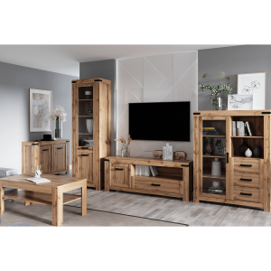 Vitrína MORAT - dub/černá  Místnosti MH352430W