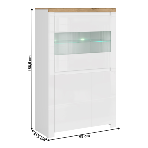Vitrína VIRGINIA - bílý lesk/dub  Nábytek MH352379W