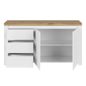 Komoda VIRGINIA - bílý lesk/dub  Komody a šatní skříně MH352380W