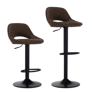 Barová židle LORA - hnědá látka s efektem broušené kůže  Místnosti MH352185W
