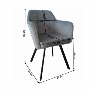 Křeslo TYRON - látka samet šedá/černá  Místnosti MH352184W