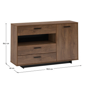 Komoda BELIZE, dub / černá  Místnosti MH303561W