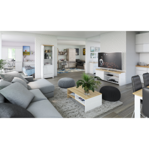 Skříň LILIA se zrcadlem, bílý lesk  Místnosti MH303556W