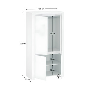 Skříň LILIA - bílý lesk  Ložnice MH303555W