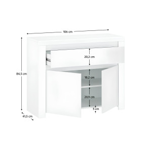 Komoda LILIA, bílý lesk  Místnosti MH303544W