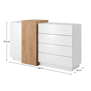 Komoda TRIBUTE, bílá / dub zlatý  Místnosti MH302290W