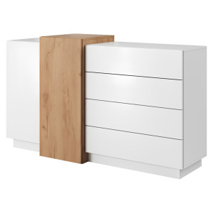 Komoda TRIBUTE, bílá / dub zlatý  Místnosti MH302290W