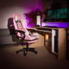 Kancelářské / herní křeslo NOVELLE s RGB LED podsvícením, růžová / bílá  Místnosti MH300475W