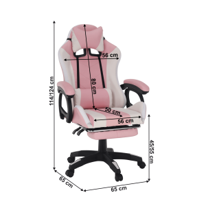 Kancelářské / herní křeslo NOVELLE s RGB LED podsvícením, růžová / bílá  Místnosti MH300475W
