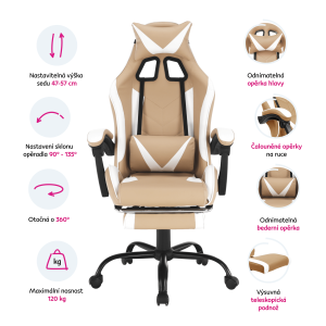 Kancelářské / herní křeslo NOVELLE - černá / bílá / béžová  Nábytek MH300193W