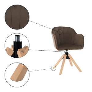 Otočné křeslo DAMLA - šedohnědá taupe / buk  Místnosti MH300150W