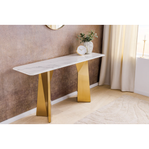 Konzolový stolek VAGOON 140 cm -zlatá/bílý mramor  Místnosti 45936