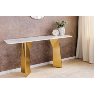 Konzolový stolek VAGOON 140 cm -zlatá/bílý mramor  Místnosti 45936