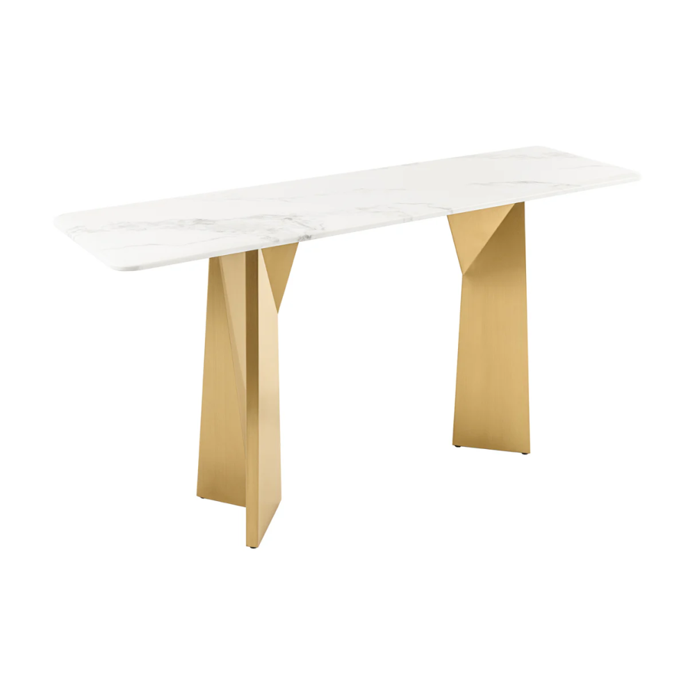 Konzolový stolek VAGOON 140 cm -zlatá/bílý mramor  Místnosti 45936