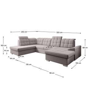 Rozkládací sedací souprava OREA, šedobéžová - levá  Místnosti MH362548W