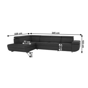 Sedací souprava STARK - tmavě šedá, levá  Místnosti MH303409W