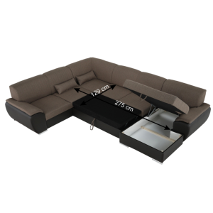 Sedací souprava EMMI - látka hnědá / ekokůže hnědá, pravá  Místnosti MH86931W