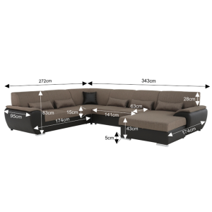 Sedací souprava EMMI - látka hnědá / ekokůže hnědá, pravá  Místnosti MH86931W