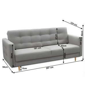 Celočalouněná sestava 3+1+1 AMELI - látka šedá  Místnosti MH213651W