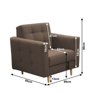 Celočalouněná sestava 3+1+1, látka čokoládová, AMEDIA  Místnosti MH213915W