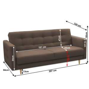 Celočalouněná sestava 3+1+1, látka čokoládová, AMEDIA  Místnosti MH213915W