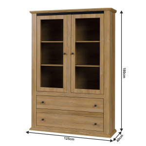 Vitrína LEO, dub přírodní/černá  Domů MH264768W