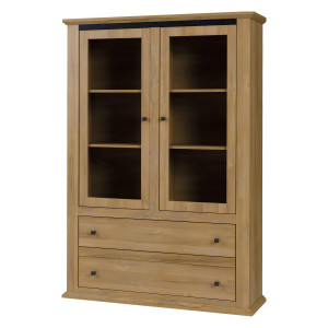 Vitrína LEO, dub přírodní/černá  Domů MH264768W