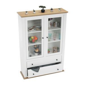 Vitrína LEO, bílá/dub  Místnosti MH264785W