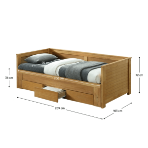 Rozkládací postel GORA, dub přírodní  Domů MH240360W