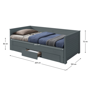 Rozkládací postel GORA - šedá  Místnosti MH252394W