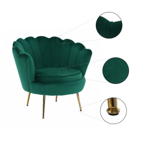 Křeslo NOBELLA - smaragdová Velvet látka/zlatá  Místnosti MH267584W