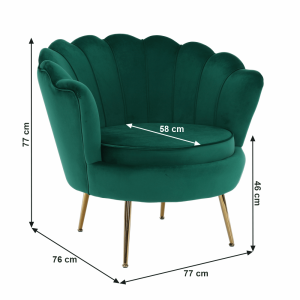 Křeslo NOBELLA - smaragdová Velvet látka/zlatá  Místnosti MH267584W