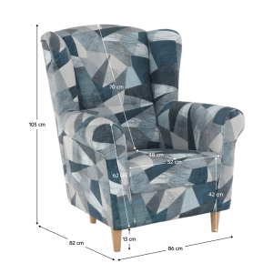 Křeslošák KARL - šedomodrý vzor  Místnosti MH211117W