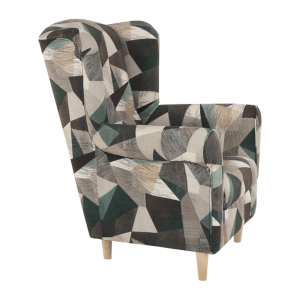 Křeslo ušák KARL - hnědozelená vzor  Místnosti MH211116W