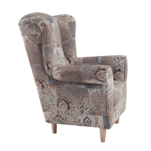 Křeslo ušák KARL, látka vintage hnědá  Místnosti MH187030W