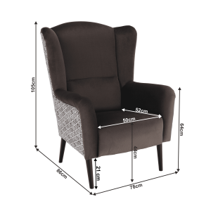 Designové křeslo ELEKA, hnědá / vzor  Místnosti MH263057W