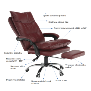 Kancelářské křeslo s podnoží DRAGO, ekokůže bordó  Místnosti MH231381W