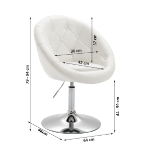 Otočné křeslo GULA, bílá/chrom  Místnosti MH255150W