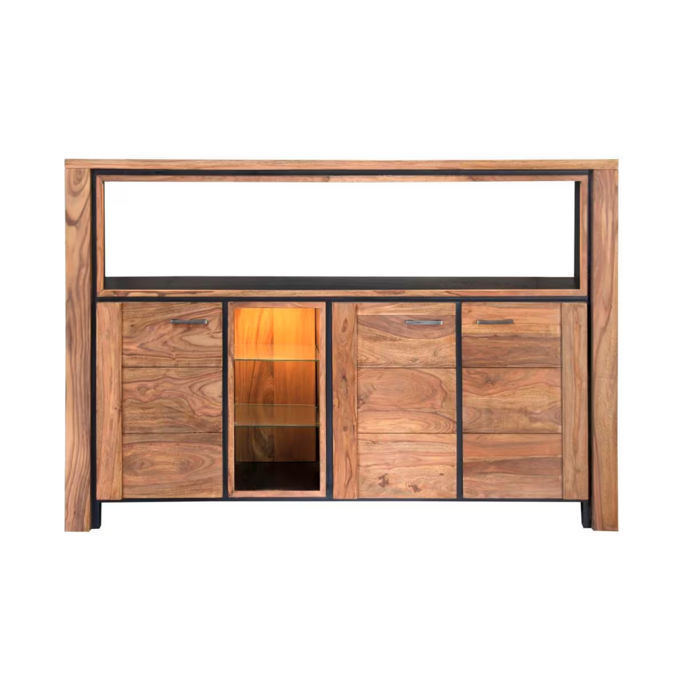 Široká komoda BANDUNG masiv sheesham 180/120/40 cm vč. LED - VÝPRODEJ  Pracovní a psací stoly BAN-9190