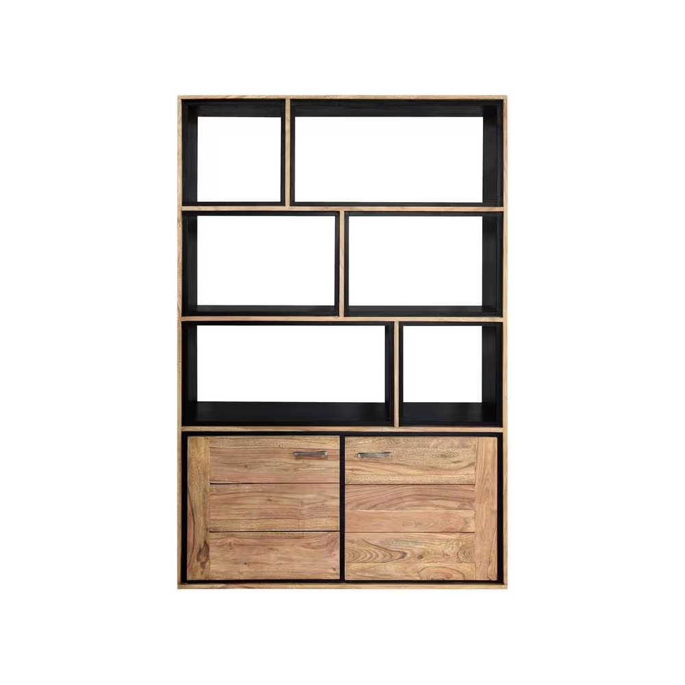 Dřevěná knihovna BANDUNG masiv sheesham 120/180/40 cm- VÝPRODEJ  Pracovna BAN-9186