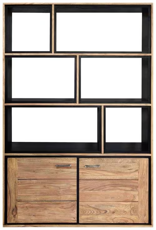 Dřevěná knihovna BANDUNG masiv sheesham 120/180/40 cm- VÝPRODEJ  Pracovna BAN-9186