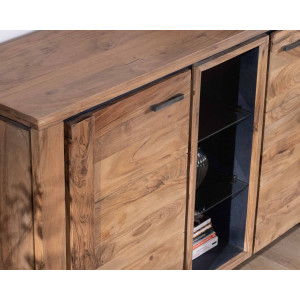 Komoda Příborník BANDUNG masiv sheesham 150/90/40 cm vč. LED - VÝPRODEJ  Místnosti BAN-9146