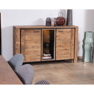 Komoda Příborník BANDUNG masiv sheesham 150/90/40 cm vč. LED - VÝPRODEJ  Místnosti BAN-9146