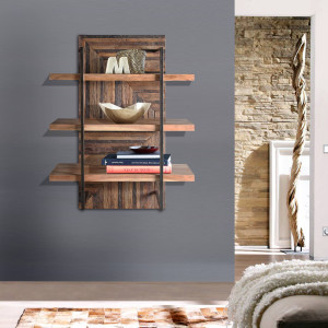 Nástěnný regál BREAD - přírodní akácie/staré dřevo Bread Knihovny a police BRE-5855