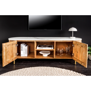 Televizní stolek TRESSA 140 CM - mramor/masiv mango  Místnosti 45756